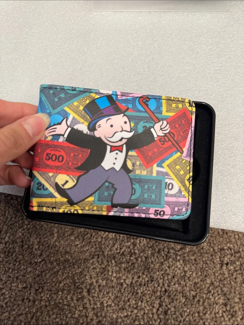 Monopoly mr uncle penny bags men’s bifold wallet in tin buckle down NIP